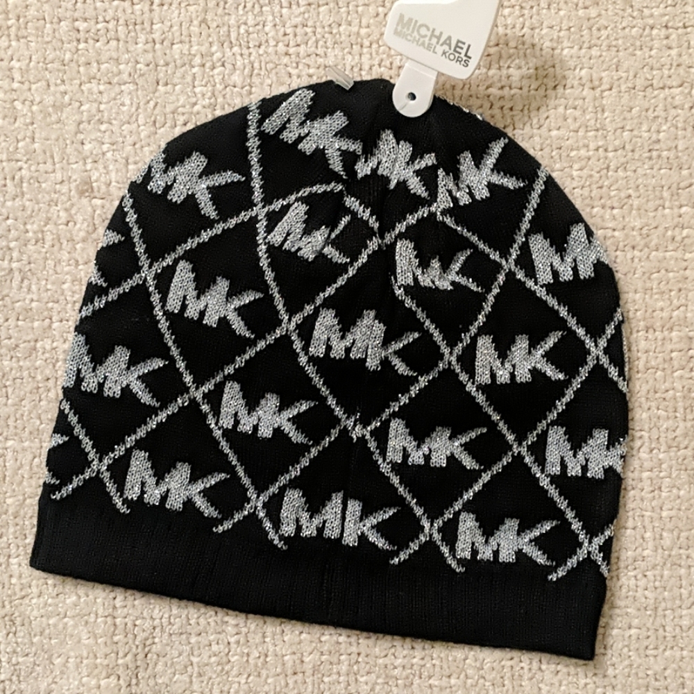 Michael Kors beanie winter hat stamped MK one size